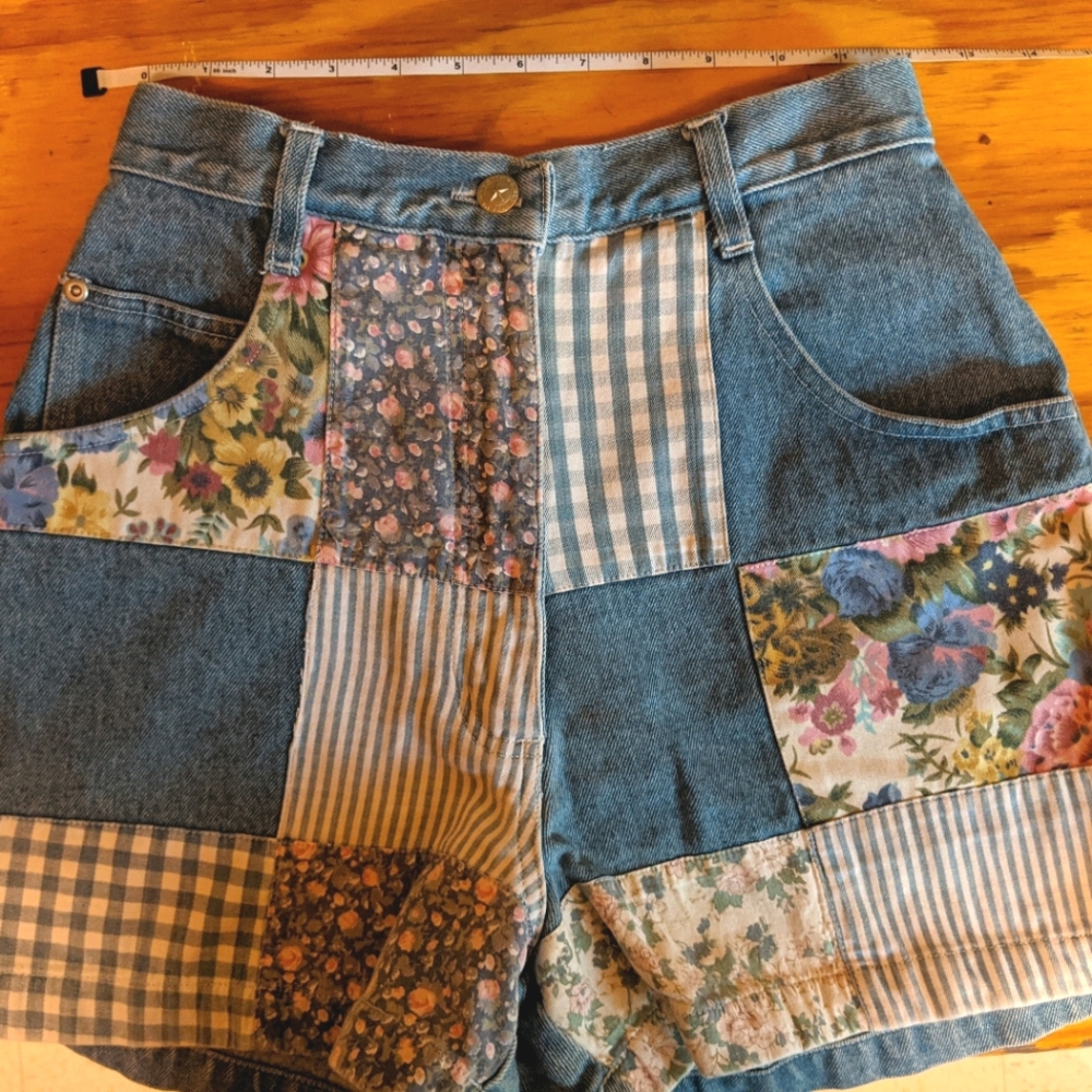 vintage high waisted patchwork shorts